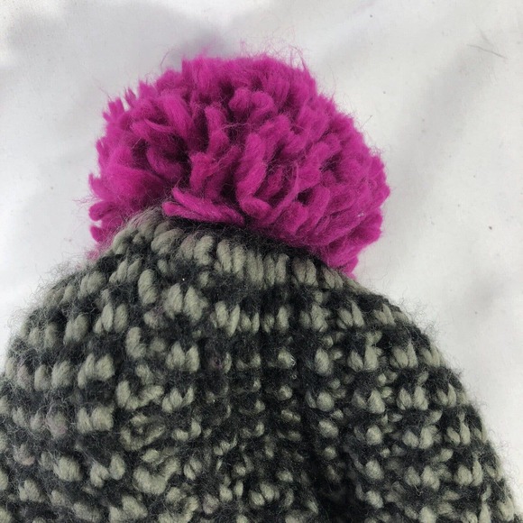 BKE BEANIE HAT CAP POM ACRYLIC GRAY PINK BEIGE ONE SIZE FITS MOST OSFM CAP - Picture 6 of 13